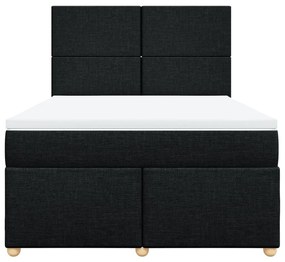 vidaXL Κρεβάτι Boxspring με Στρώμα Μαύρο 140x200 εκ. Υφασμάτινο