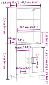 Ντουλάπι Sonoma δρυς 69,5 x 34 x 180 εκ. από Επεξεργασμένο Ξύλο - Καφέ