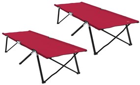 vidaXL Αναδιπλούμενο Κρεβάτι Κάμπινγκ 2 pcs Κόκκινο 206 x 76 x 74 εκ