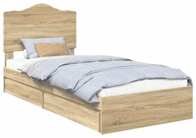 vidaXL Κρεβάτι Αποθήκης Δρύς Sonoma 90 x 200 cm Επεξεργασμένο ξύλο