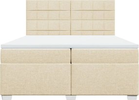 vidaXL Κρεβάτι Boxspring με Στρώμα Κρεμ 200x200 εκ. Υφασμάτινο