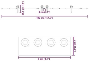 Μηχανισμός Συρόμενης Μεσόπορτας Μαύρος 400 εκ. Ατσάλινος