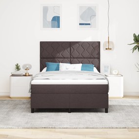vidaXL Κρεβάτι με Στρώμα Καφέ 140x200 cm Υφασμάτινο