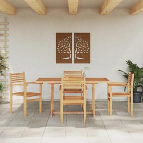 vidaXL Σέτ φαγητού για κήπο 5 pcs Καστανό Μασίφ ξύλο teak