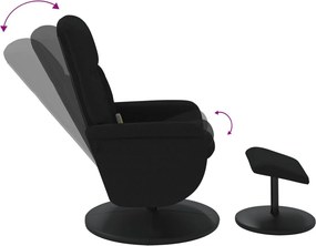 vidaXL Πολυθρόνα Μασάζ Ανακλινόμενη με Υποπόδιο Μαύρη Βελούδινη