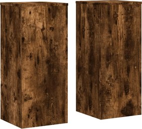 vidaXL Βάσεις Φυτών 2Τεμ. Καπνιστή Δρυς 30x30x70εκ. Επεξεργασμένο Ξύλο