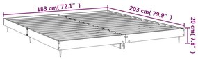 Πλαίσιο κρεβατιού χωρίς στρώμα 180x200 εκ. Επεξεργασμένο Ξύλο - Γκρι