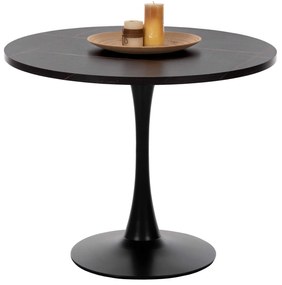 ΤΡΑΠΕΖΙ ΤΡΑΠΕΖΑΡΙΑΣ ROLLO HM9421.12 ΣΤΡΟΓΓΥΛΟ BLACK MARBLE Φ90x74Υεκ.