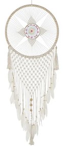 Ονειροπαγίδα DKD Home Decor Λευκό Πολύχρωμο Φυσικό Φτερά Boho 52 x 1 x 145 cm (1 μονάδα)