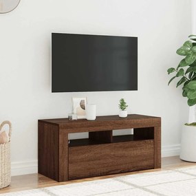 vidaXL Έπιπλο Τηλεόρασης με LED Καφέ Δρυς 90 x 35 x 40 εκ.