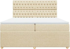 vidaXL Κρεβάτι Boxspring με Στρώμα Κρεμ 200x200 εκ. Υφασμάτινο