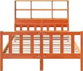 vidaXL Κρεβάτι Βιβλιοθήκη Χωρίς Στρώμα Καφέ 150x200 εκ Μασίφ Πεύκο