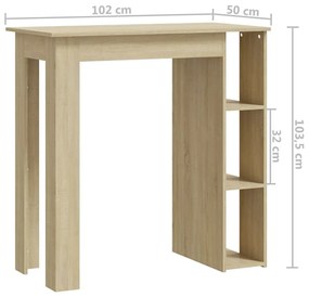 Τραπέζι Κονσόλα με Ράφι Sonoma Δρυς 102x50x103,5εκ Επεξ. Ξύλο - Καφέ