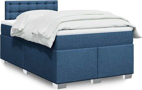 vidaXL Κρεβάτι Boxspring με Στρώμα Μπλε 120x190 εκ. Υφασμάτινο