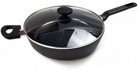 Τηγάνι Βαθύ Αντικολλητικό Με Καπάκι Venice 2536694 28cm Black Cook-Shop 28cm Steel,Aluminum
