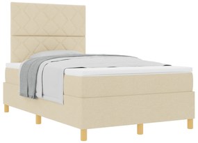 vidaXL Κρεβάτι Κουτιού με Στρώμα Κρεμ 120x200 cm Υφασμα