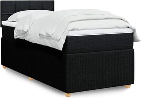 vidaXL Κρεβάτι Boxspring με Στρώμα Μαύρο 100 x 200 εκ. Υφασμάτινο