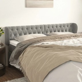 Κεφαλάρι με Πτερύγια Ανοιχτό Γκρι 183x23x78/88 εκ. Βελούδινο - Γκρι