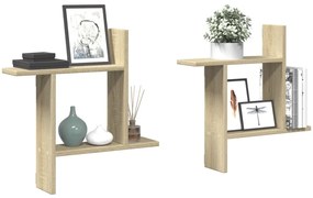 Ραφιέρες Τοίχου 2 τεμ. Sonoma Δρυς 50x12x50 εκ. από Επεξ. Ξύλο