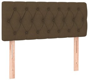 vidaXL Κρεβάτι Boxspring με Στρώμα &amp; LED Σκ.Καφέ 100x200 εκ Υφασμάτινο