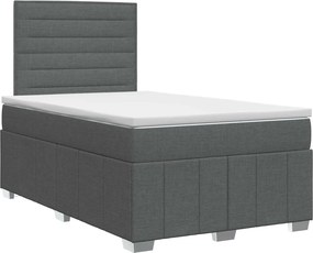 vidaXL Κρεβάτι box spring με στρώμα Σκούρο Γκρι 120 x 190 cm Ύφασμα