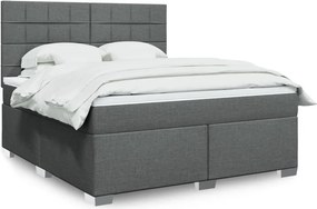 vidaXL Κρεβάτι Boxspring με Στρώμα Σκούρο Γκρι 180x200 εκ Υφασμάτιν