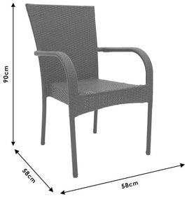 Καρέκλα - Πολυθρόνα Laura μέταλλο-pe rattan καφέ 58x58x90 εκ.