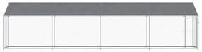vidaXL Κλουβί Σκύλου με Οροφή και Πόρτες Γκρι 8x2x2 μ. Γαλβ. Χάλυβας