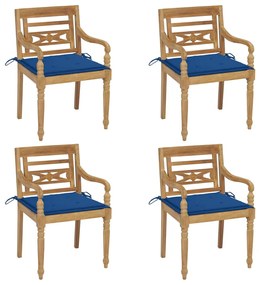 Καρέκλες Batavia 4 τεμ. από Μασίφ Ξύλο Teak με Μαξιλάρια