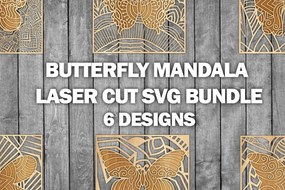 Σετ των 2 Intra απο ξύλο plywood 3mm-4mm πάχος κοπής με λέιζερ πεταλούδα Mandala/Ξύλο Δίασταση 30x30 cm INTRAFABR-39361278