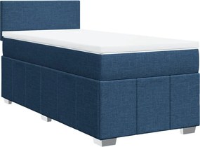vidaXL Κρεβάτι Boxspring με Στρώμα Μπλε 100 x 200 εκ. Υφασμάτινο