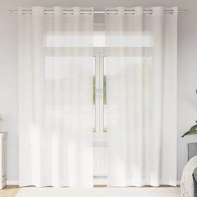 vidaXL Voile κουρτίνες με ροδέλες 2 τεμάχια Λευκό