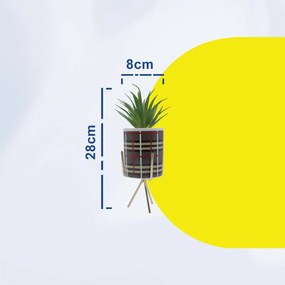 Τεχνητό Φυτό σε Κεραμικό Γλαστράκι με Μεταλλική Βάση 8x25cm - Γκρι