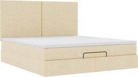 vidaXL Οθωμανικό κρεβάτι με στρώμα Cream 180x200cm ύφασμα