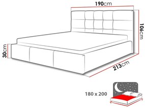Κρεβάτι Cleveland 131, Διπλό, Γκρι, 180x200, Ταπισερί, Τάβλες για Κρεβάτι, 190x213x106cm, 73 kg | Epipla1.gr