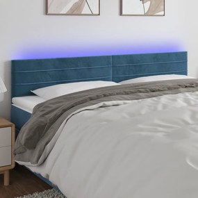 Κεφαλάρι Κρεβατιού LED Σκούρο Μπλε 200x5x78/88 εκ. Βελούδινο - Μπλε