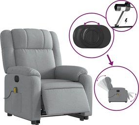 vidaXL Πολυθρόνα Μασάζ Ηλεκ. Ανακλινόμενη Ανύψωση Αν. Γκρι Υφασμάτινη