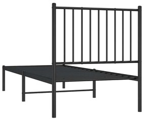 vidaXL Πλαίσιο Κρεβατιού με Κεφαλάρι Μαύρο 75 x 190 εκ. Μεταλλικό