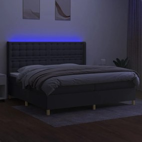 Κρεβάτι Boxspring με Στρώμα &amp; LED Σκ.Γκρι 200x200εκ. Υφασμάτινο - Γκρι