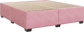 vidaXL Κρεβάτι Boxspring με Στρώμα Ροζ 200x200 εκ. Βελούδινο
