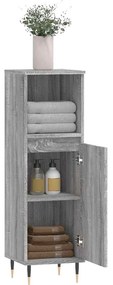 vidaXL Ντουλάπι Μπάνιου Γκρι Sonoma 30x30x100 εκ. Επεξεργασμένο Ξύλο