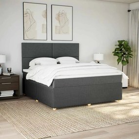 vidaXL Κρεβάτι Boxspring με Στρώμα Σκούρο Γκρι 180x200 εκ Υφασμάτιν