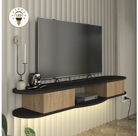 Έπιπλο τηλεόρασης επιτοίχιο Perk Megapap με LED ανθρακί - sepet oak 150x35x19,2εκ. GP042-0309,1-GP042-0309,1-Καφέ GP042-0309,1