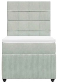 vidaXL Κρεβάτι Boxspring με Στρώμα Ανοιχτό Γκρι 80x200 εκ. Βελούδινο