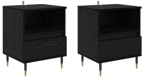 vidaXL Κομοδίνο 2 pcs Μαύρη Οξυά 40 x 35 x 50 εκ. Επεξεργασμένο ξύλο