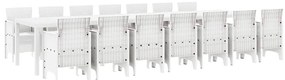 vidaXL Σέτ φαγητού για κήπο 15 pcs Λευκό Rattan Polt
