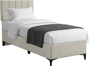 Κρεβάτι Moega pakoworld ύφασμα σε κρεμ απόχρωση 90x200εκ