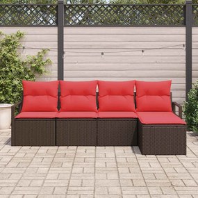 vidaXL Σετ Καναπέ με μαξιλάρι 5 pcs Καφέ συνθετικό ρατάν
