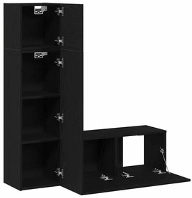 vidaXL Σετ επίπλου τηλεόρασης 3 pcs Μαύρη δρυς 130.5 x 30 x 140 εκ