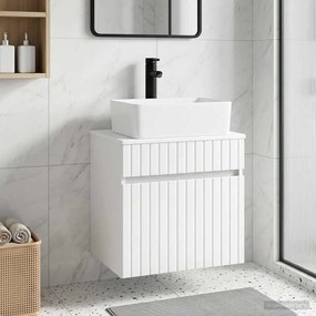 vidaXL Επιτοίχιο έπιπλο νιπτήρα μπάνιου Γυαλιστερό Λευκό
